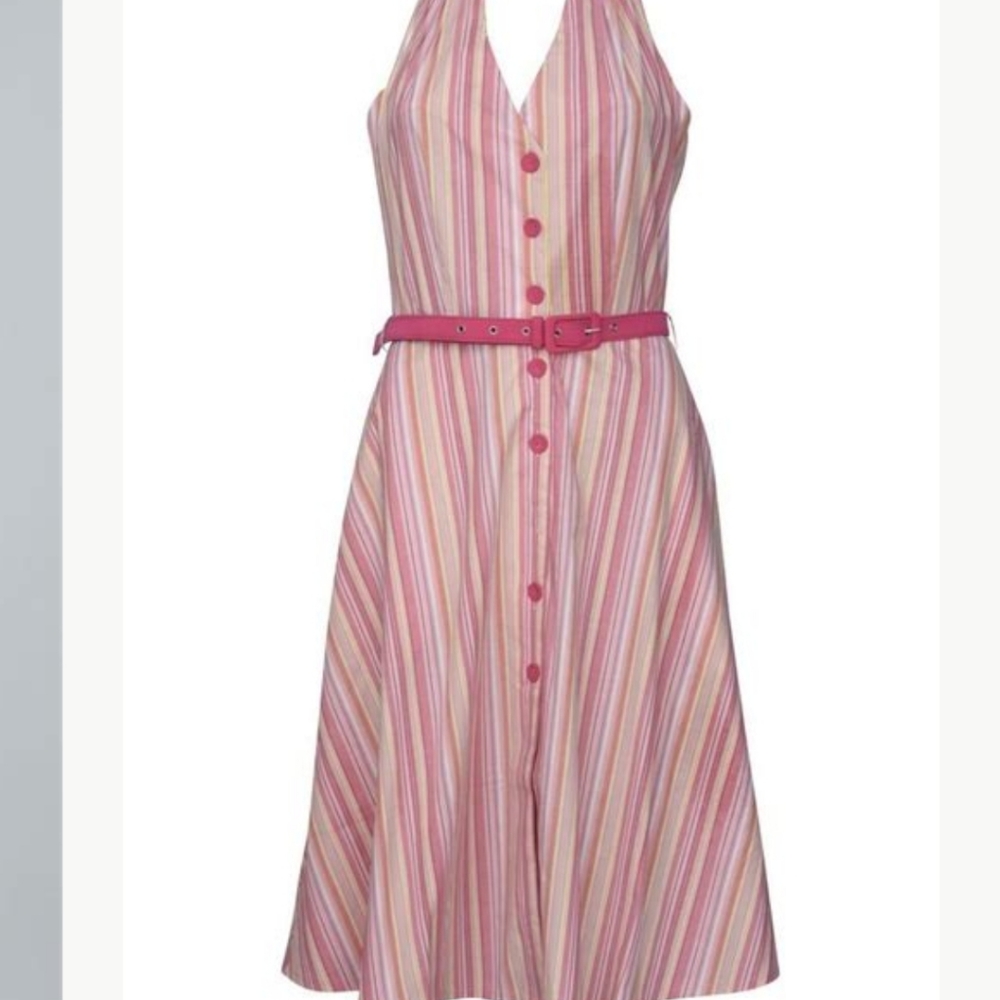 Fall SALE Voodoo vixen midge striped halter neck dress